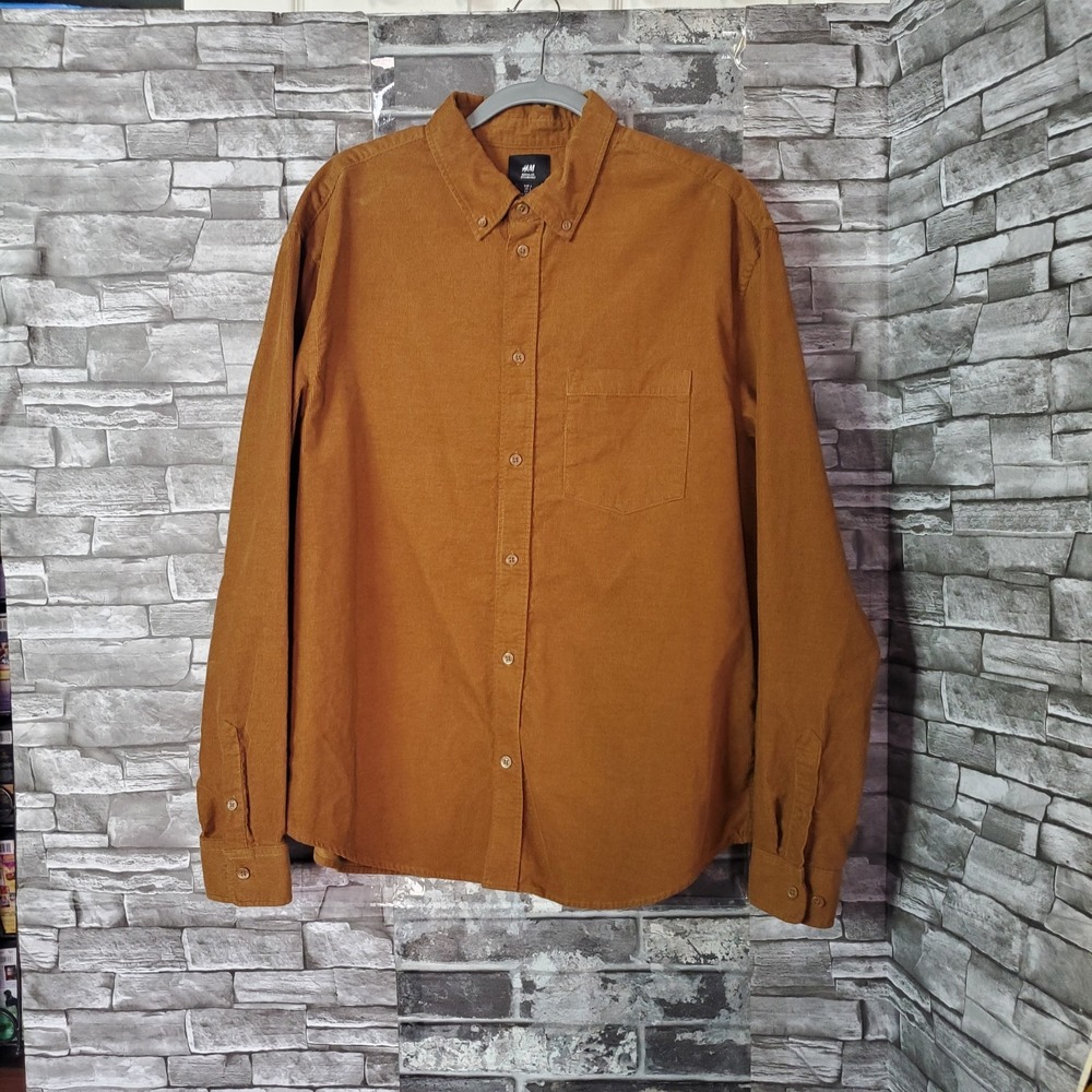 H&M Corduroy Relaxed Fit Button Up Shirt Shacket Rust-Brown Preppy Y2K Medium